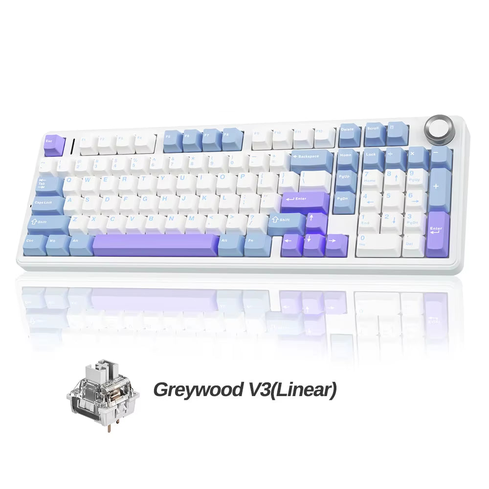 F99PRO Wireless Gaming Keyboard Gasket Structure Compatible with 3/5 Pins Hot-Swap Mechanical Keyboard with Media Knob