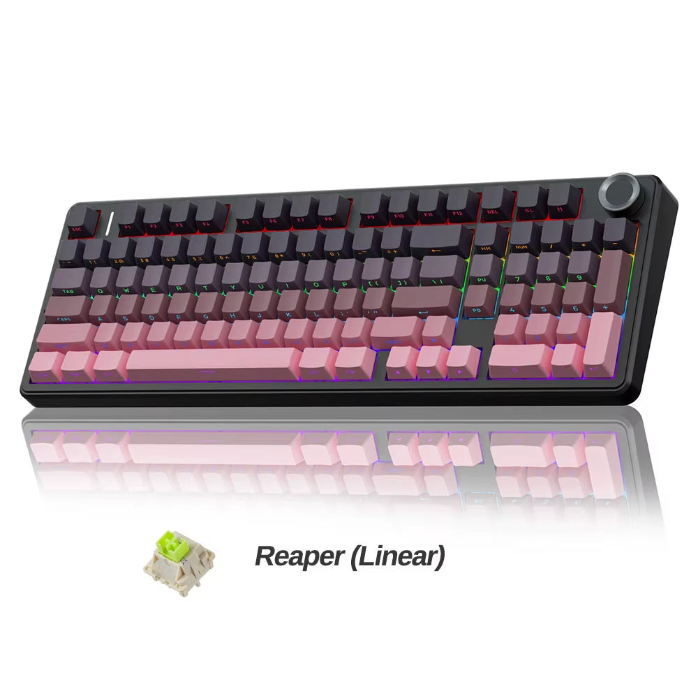 F99PRO Wireless Gaming Keyboard Gasket Structure Compatible with 3/5 Pins Hot-Swap Mechanical Keyboard with Media Knob